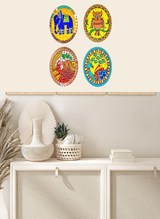 Decordial Indian Folk Art Combo lippan DIY Art kit Adults Materials Kit with 8" Round MDF DIY Kit for Adult madhubani Art kit lippan Art Board Wall Decor Mandala Art kit Adults - Image 3